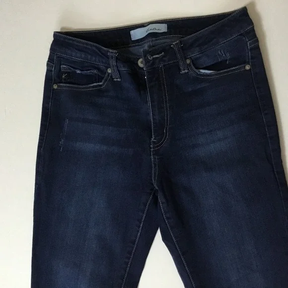 KanCan Jeans Womens‎ Dark Wash High Rise Skinny Jeans Distressed Raw Hem Size 9 - Picture 2 of 8